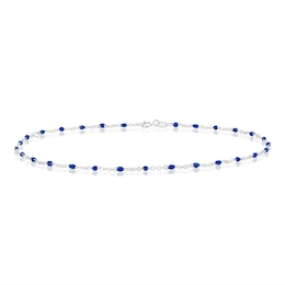 Silver Blue Bead Chain Anklet