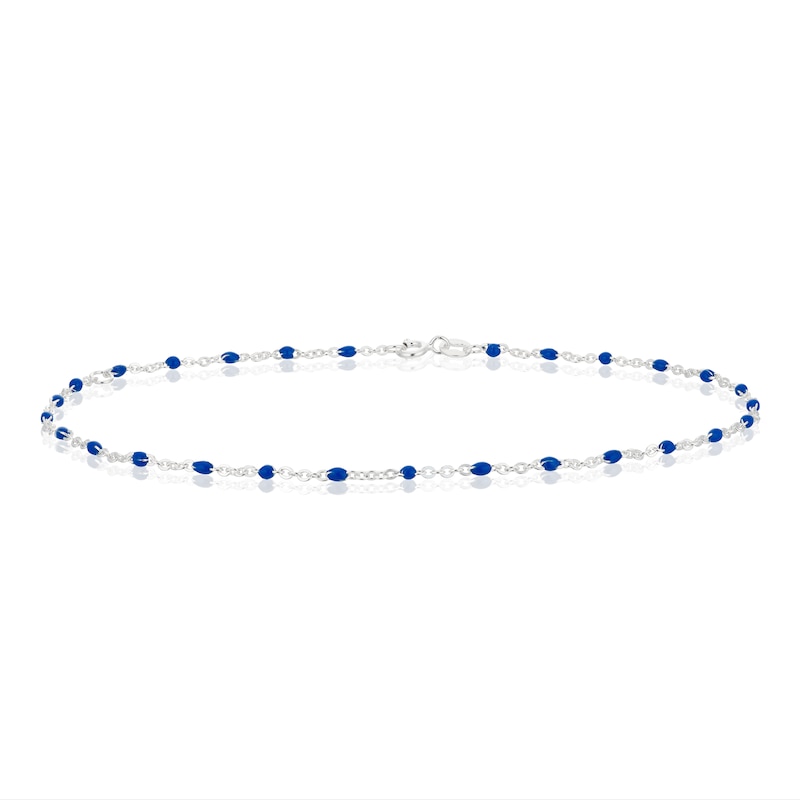 Main Image 1 of Silver Blue Bead Chain Anklet