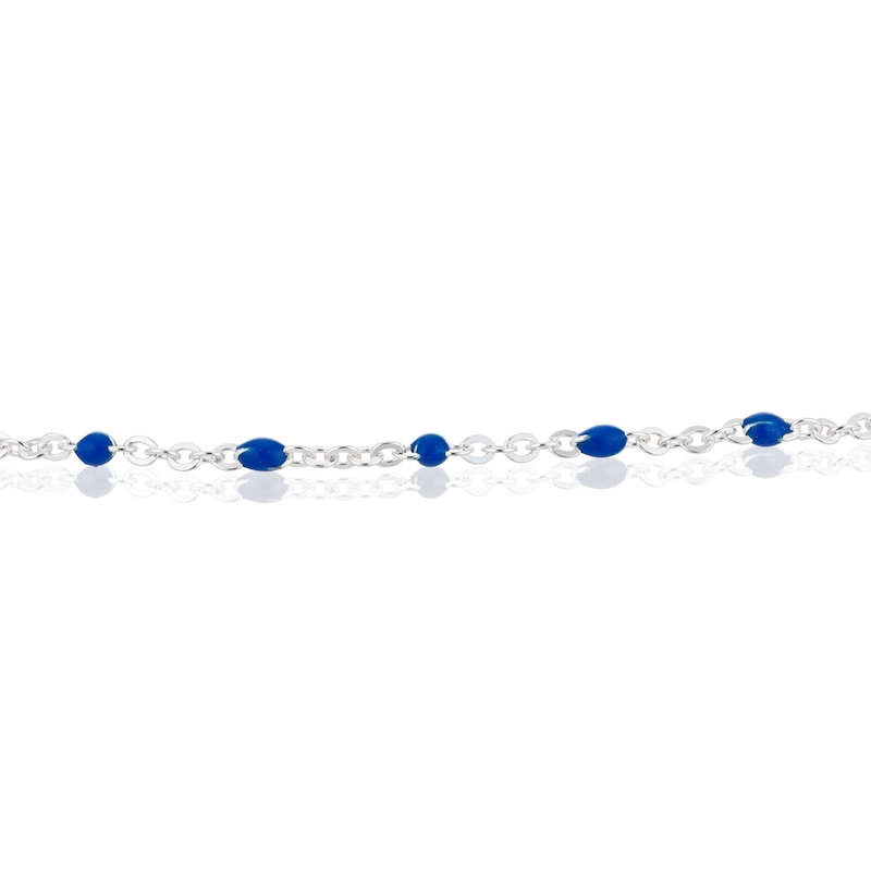 Main Image 2 of Silver Blue Bead Chain Anklet