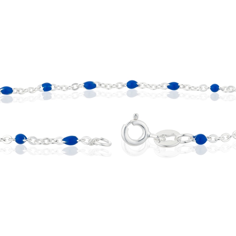 Main Image 3 of Silver Blue Bead Chain Anklet