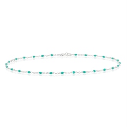 Silver Green Bead Chain Anklet