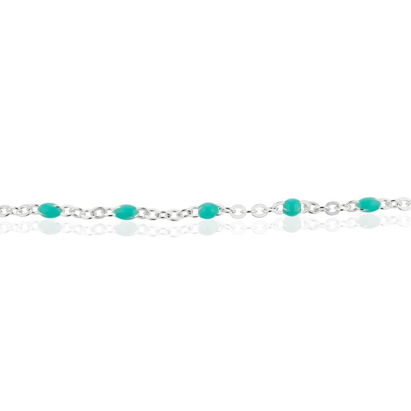 Main Image 2 of Silver Green Bead Chain Anklet