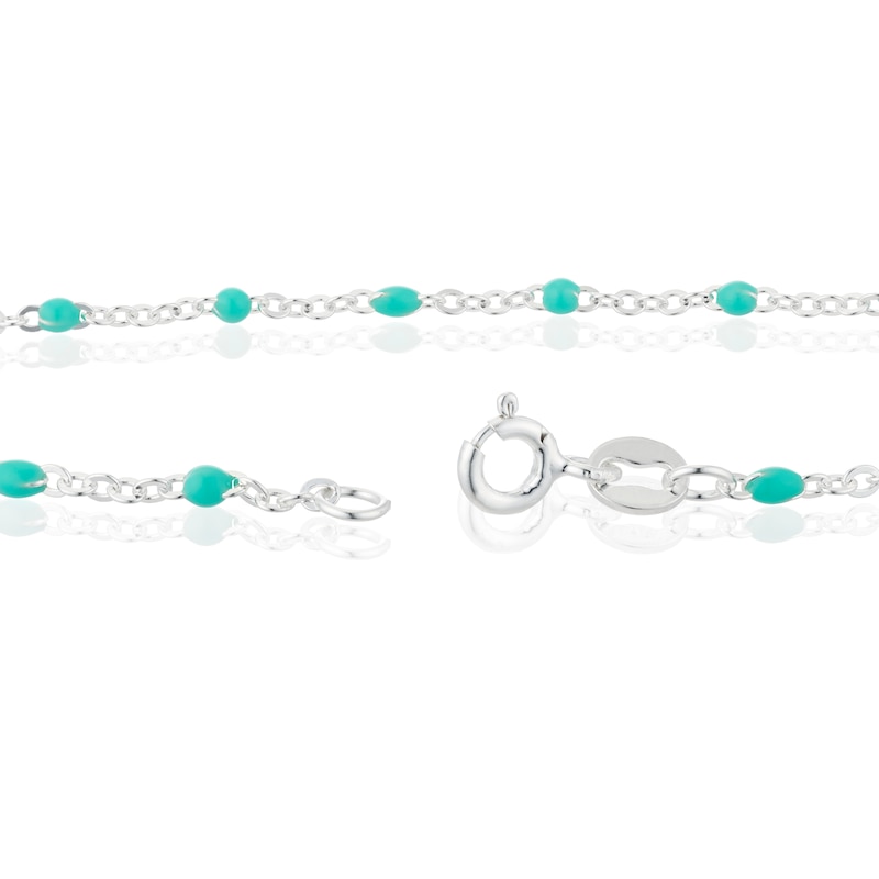 Main Image 3 of Silver Green Bead Chain Anklet