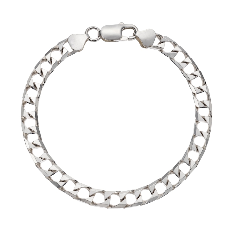 Sterling Silver 8 Inch Square Curb Chain Bracelet