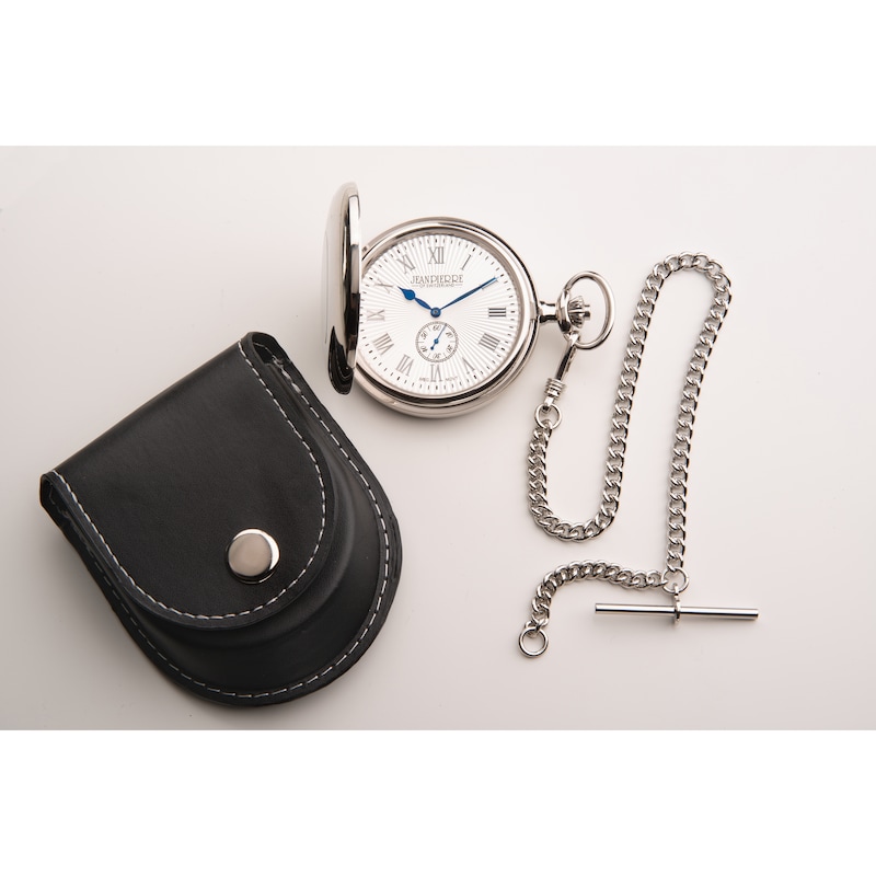 Jean Pierre Sunburst Dial Silver Tone Pocket Watch