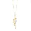 Thumbnail Image 2 of 9ct Yellow Gold 3 CZ Cultured Freshwater Pearl Leaf Pendant