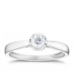 9ct White Gold 0.20ct Illusion Set Diamond Solitaire Ring
