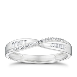 9ct White Gold 0.10ct Diamond Crossover Eternity Ring