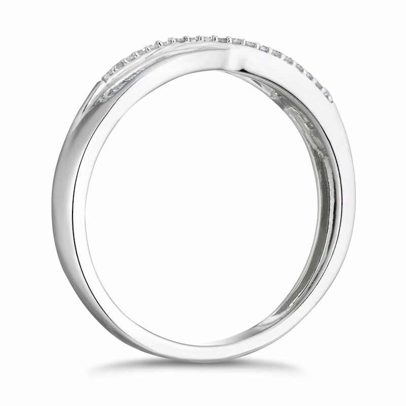 9ct White Gold 0.10ct Diamond Crossover Eternity Ring