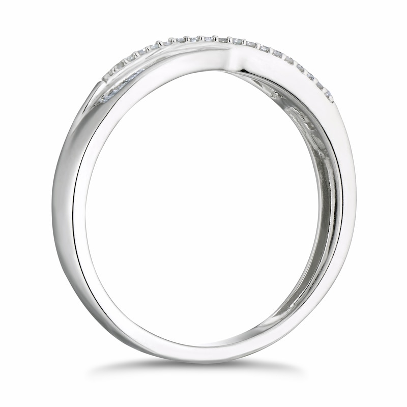 Main Image 2 of 9ct White Gold 0.10ct Diamond Crossover Eternity Ring