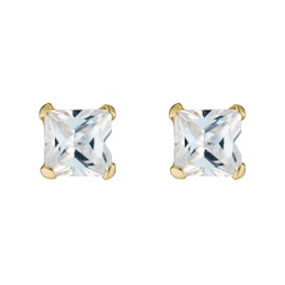 9ct Yellow Gold Cubic Zirconia Square 4mm Stud Earrings
