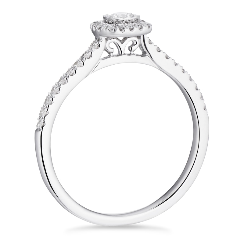 Main Image 2 of 9ct White Gold 0.25ct Diamond Illusion Set Cushion Shaped Halo Ring