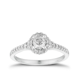 18ct White Gold 0.50ct  Diamond Round Halo Ring