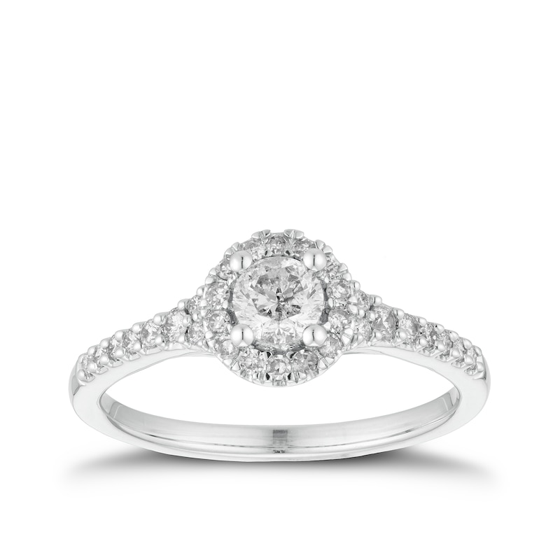 Main Image 1 of 18ct White Gold 0.50ct  Diamond Round Halo Ring