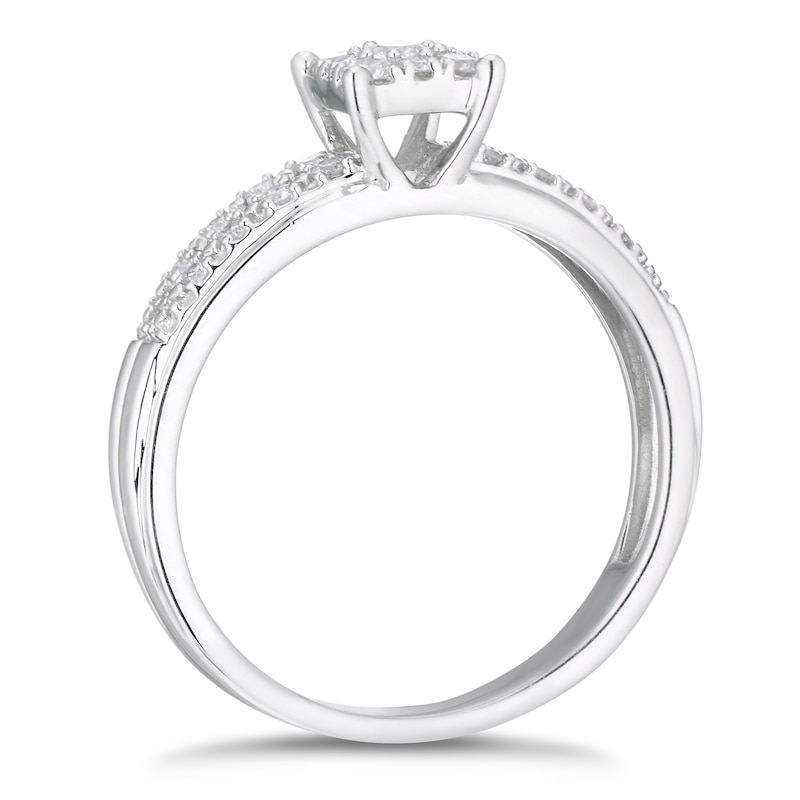 Main Image 2 of 9ct White Gold 0.25ct  Diamond Square Cluster Ring