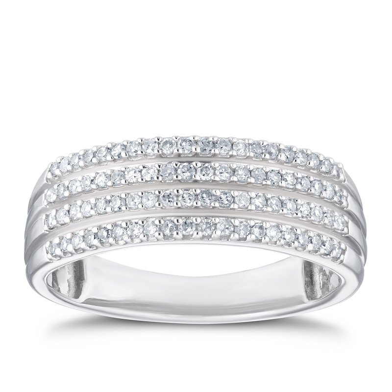 Main Image 1 of 9ct White Gold 0.25ct Diamond Multiple Row Eternity Ring