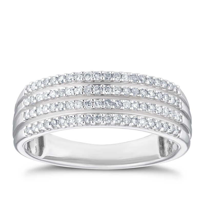 9ct White Gold 0.25ct Diamond Multiple Row Eternity Ring