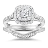 Thumbnail Image 1 of Perfect Fit 9ct White Gold 0.50ct Diamond Cushion Halo Bridal Set