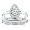Thumbnail Image 1 of Perfect Fit 9ct White Gold 0.50ct Diamond Pear Halo Bridal Set