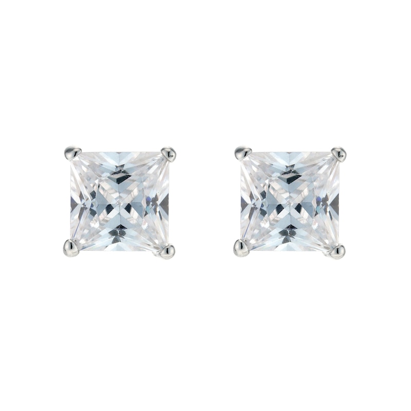 Sterling Silver Cubic Zirconia 5mm Square Stud Earrings