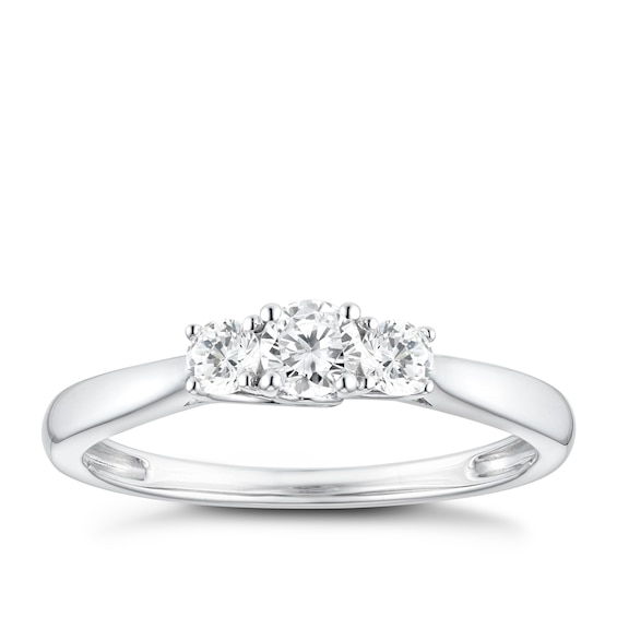 Engagement Ring 9ct White Gold Three Stone 0.33ct Diamond Ring