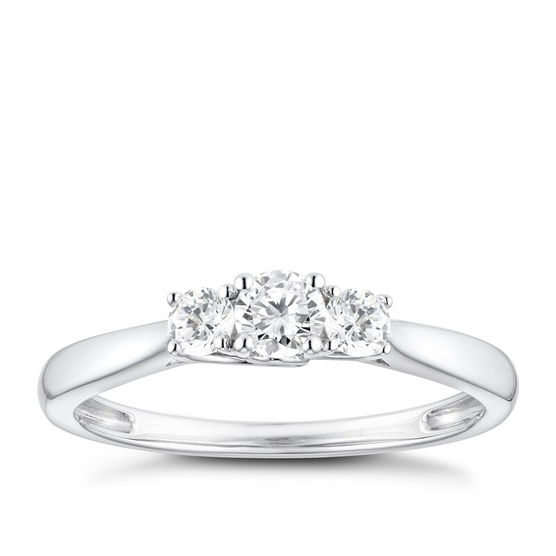 Main Image 1 of 9ct White Gold 0.33ct Diamond Three Stone Ring