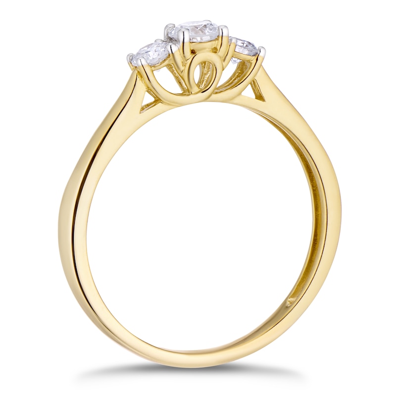 Main Image 2 of 9ct Yellow Gold 0.33ct Total Diamond Three Stone Ring