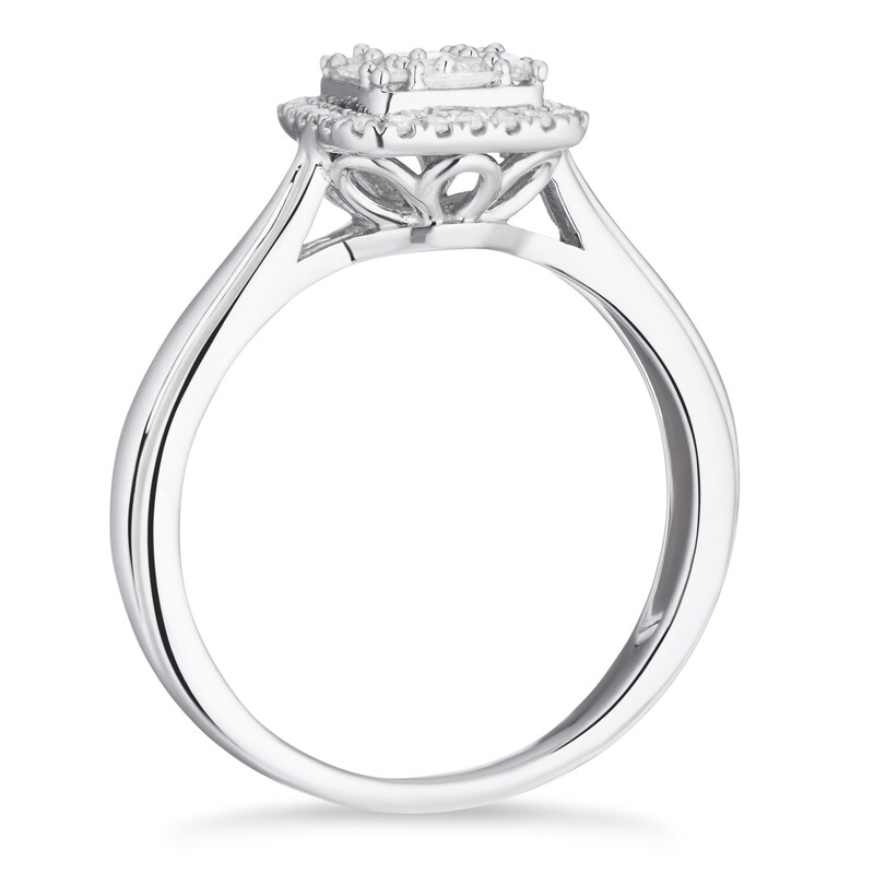 9ct White Gold 0.25ct Total Diamond Cushion Cluster Ring