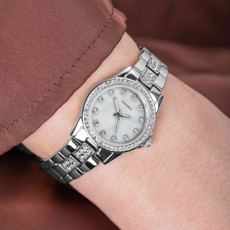 Main Image 6 of Sekonda Joanne Women's Silver Plated Stone Set Bracelet Watch