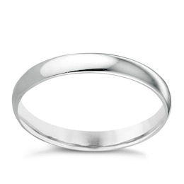 9ct White Gold 3mm Extra Heavy D Shape Ring