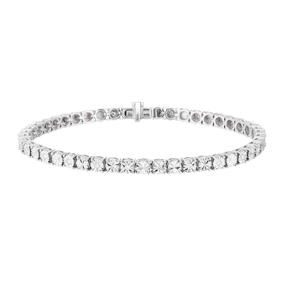Sterling Silver 0.25ct Illusion Set Diamond Tennis Bracelet