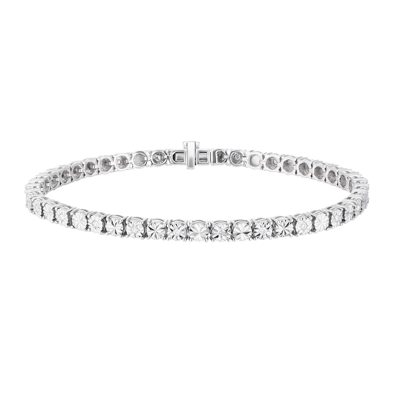 Main Image 1 of Sterling Silver 0.25ct Illusion Set Diamond Tennis Bracelet