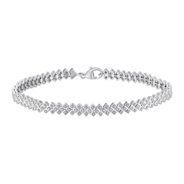 Sterling Silver 0.10ct Diamond Fancy Links Bracelet