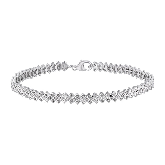 Sterling Silver 0.10ct Diamond Fancy Links Bracelet