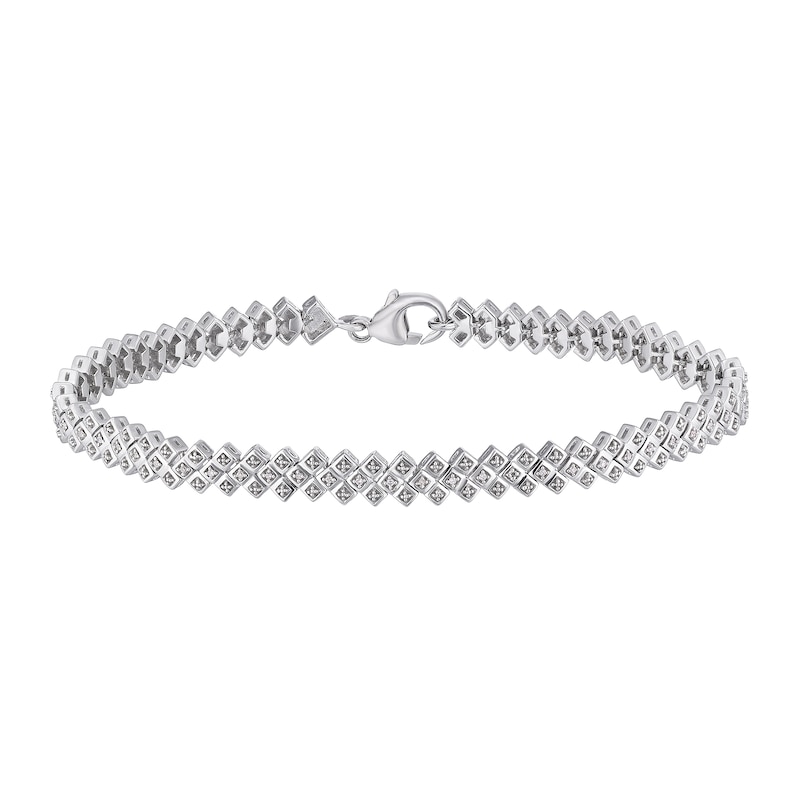 Main Image 1 of Sterling Silver 0.10ct Diamond Fancy Links Bracelet