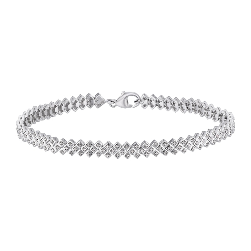 Sterling Silver 0.10ct Diamond Fancy Links Bracelet