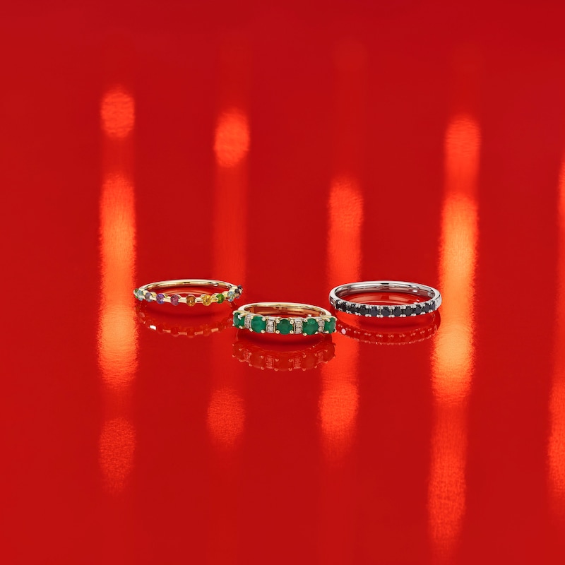 Main Image 3 of 9ct Yellow Gold Emerald & Diamond Ring