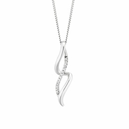 Sterling Silver Diamond Twist Drop Pendant
