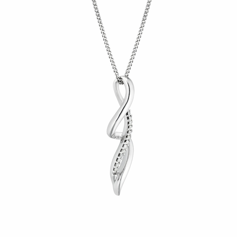 Main Image 2 of Sterling Silver Diamond Twist Drop Pendant