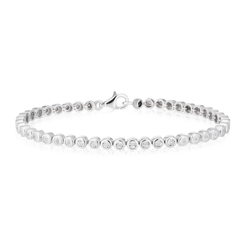 Main Image 1 of Sterling Silver 0.10ct Illusion Set Diamond Round Bracelet