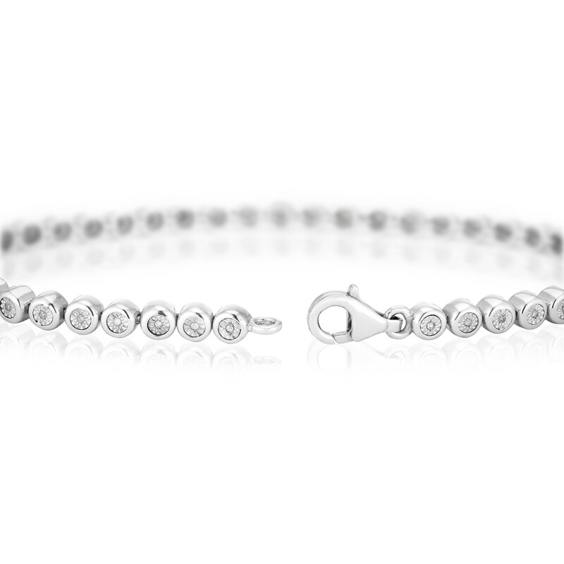 Main Image 3 of Sterling Silver 0.10ct Illusion Set Diamond Round Bracelet