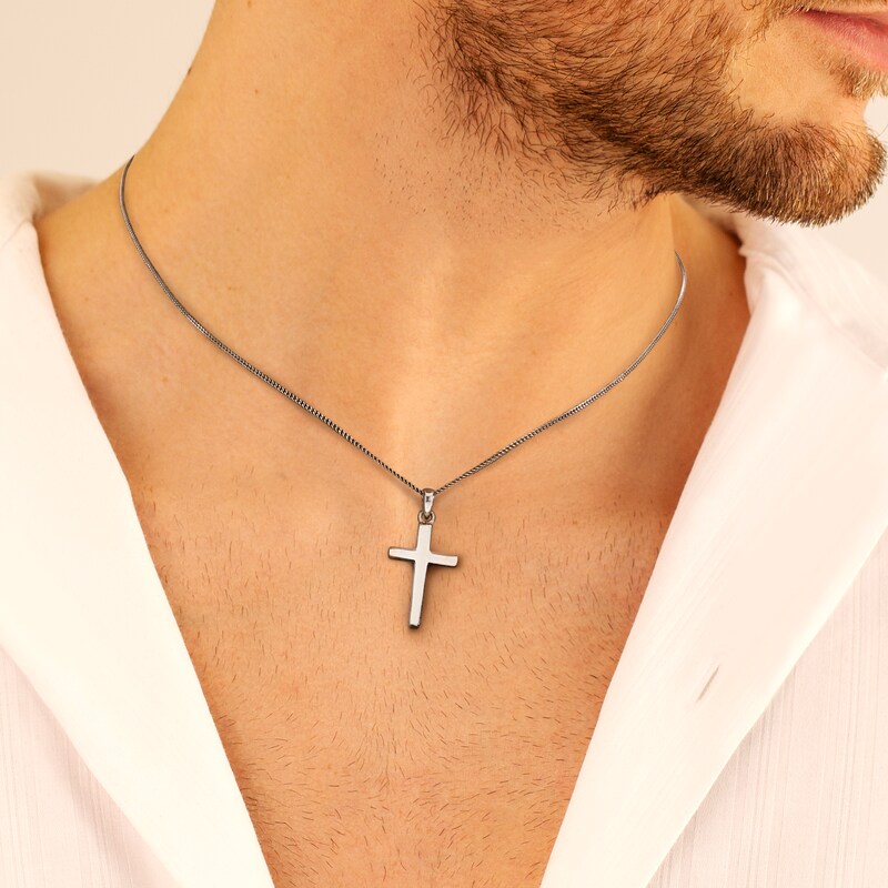 Main Image 2 of Sterling Silver Plain Cross Pendant