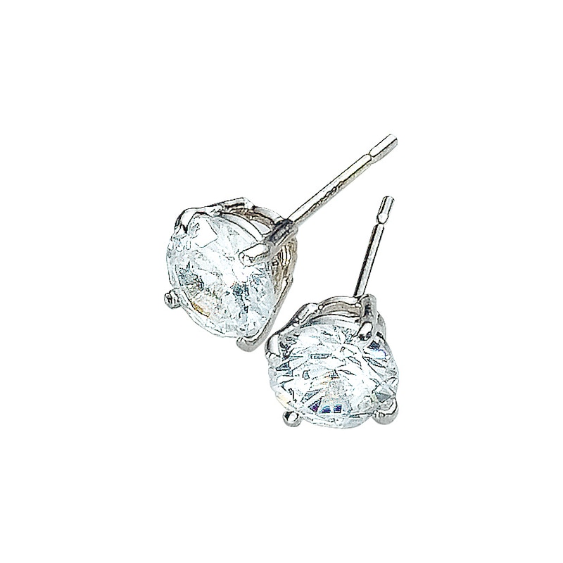 Main Image 1 of 9ct White Gold Cubic Zirconia 6mm Stud Earrings