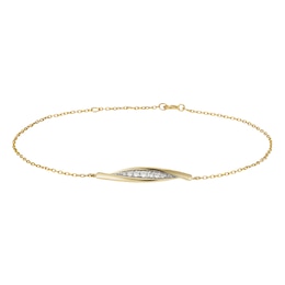 9ct Yellow Gold Diamond Large Curve Chain Bracelet