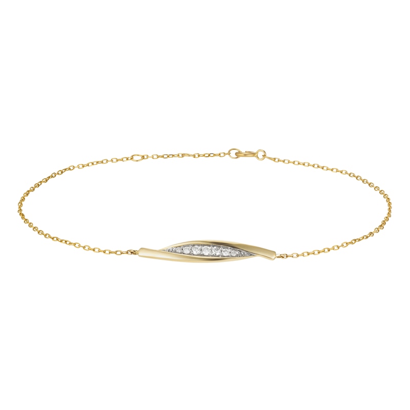 Main Image 1 of 9ct Yellow Gold Diamond Large Curve Chain Bracelet