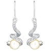 Thumbnail Image 1 of Sterling Silver, Pearl & Crystal Twist Drop Earrings