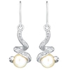 Thumbnail Image 0 of Sterling Silver, Pearl & Crystal Twist Drop Earrings