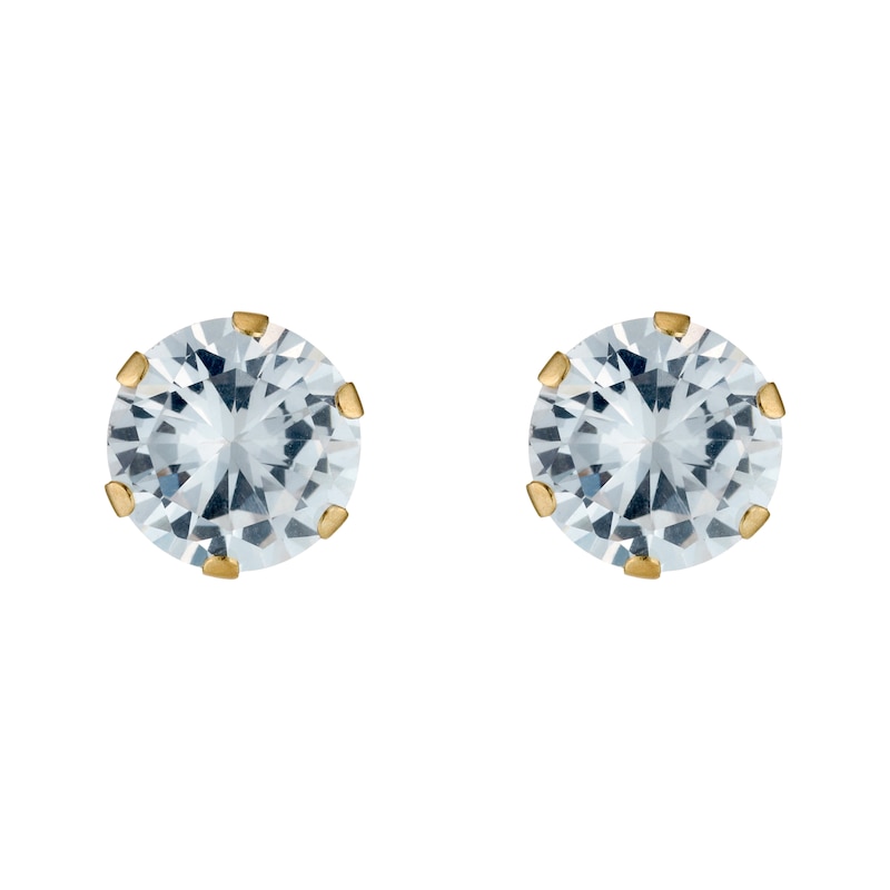 Main Image 1 of 9ct Yellow Gold Cubic Zirconia 6mm Stud Earrings