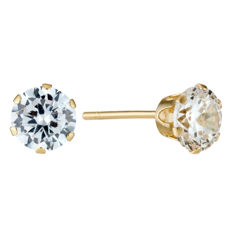 Main Image 2 of 9ct Yellow Gold Cubic Zirconia 5mm Stud Earrings