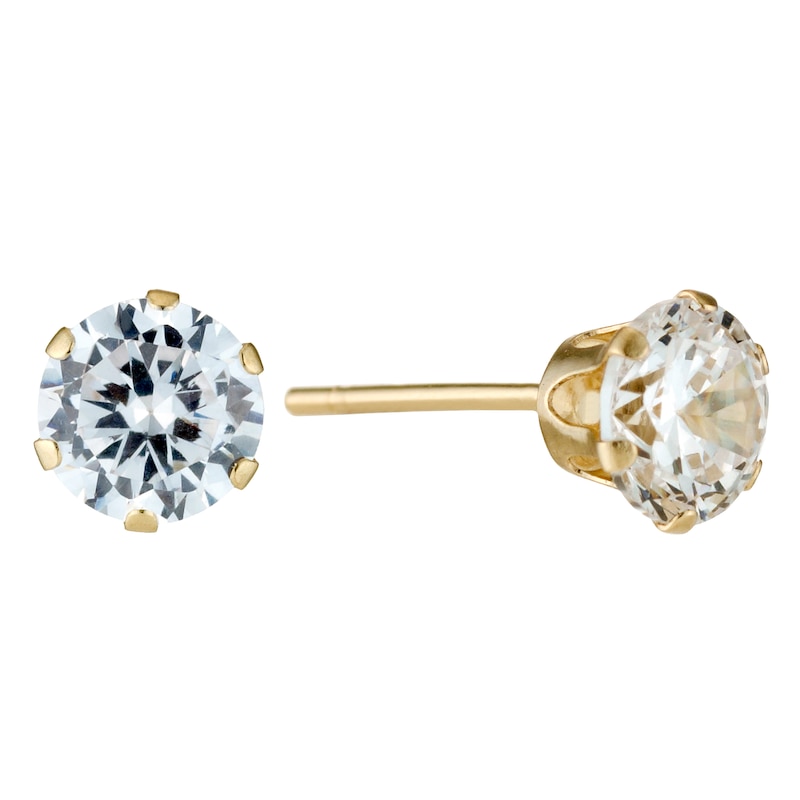 9ct Yellow Gold Cubic Zirconia 5mm Stud Earrings